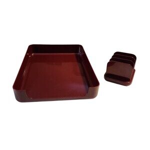 Tenex Desk Accessories Plastic Burgundy Mini Sorter & Letter Tray Made in USA